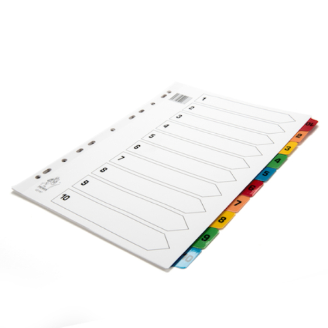 Clipp Plastic Col Divider A4 1-10. Bx=25st CP-F28410